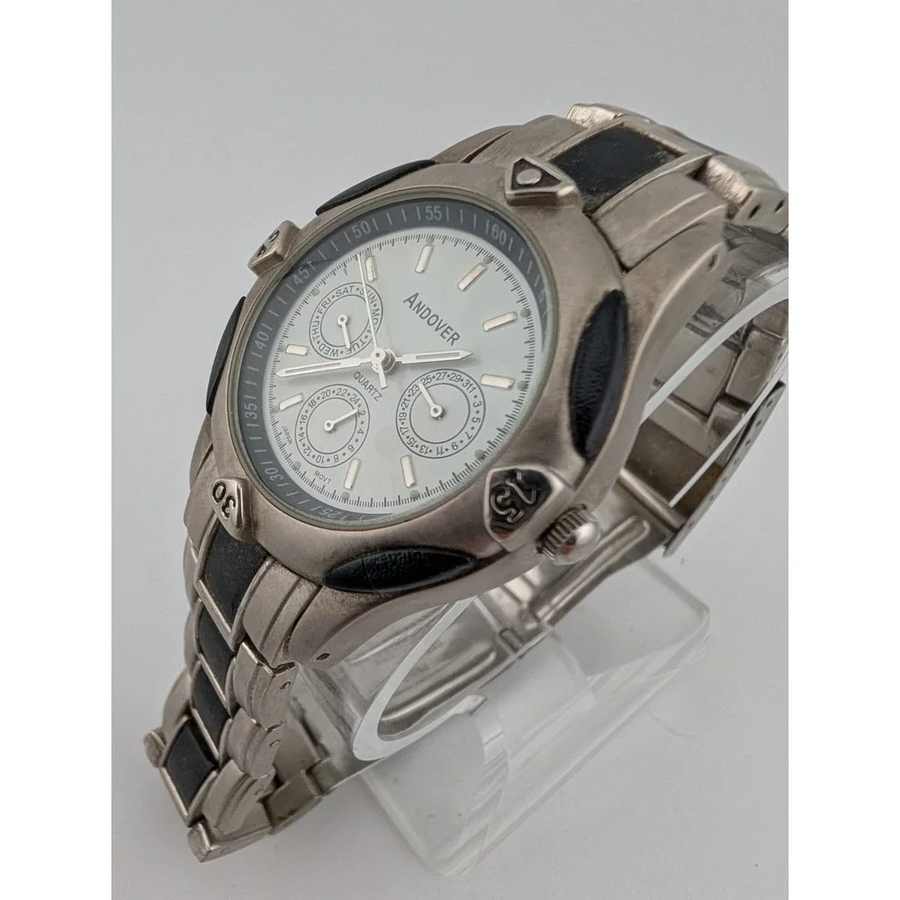 Andover Watch Men 40mm Case‎ Black & Silver 6.75
